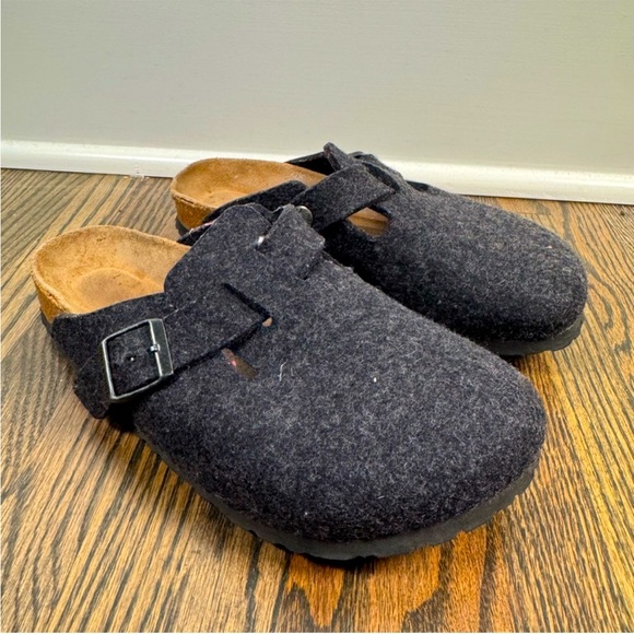 Birkenstock Boston Gray Wool Clogs size 38 - Picture 1 of 8